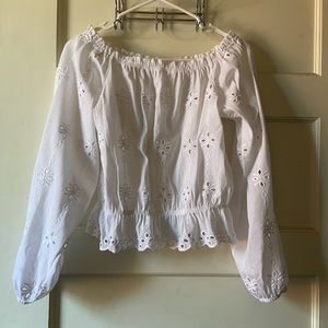 H&M Off The Shoulder White Embroidered Eyelet Top